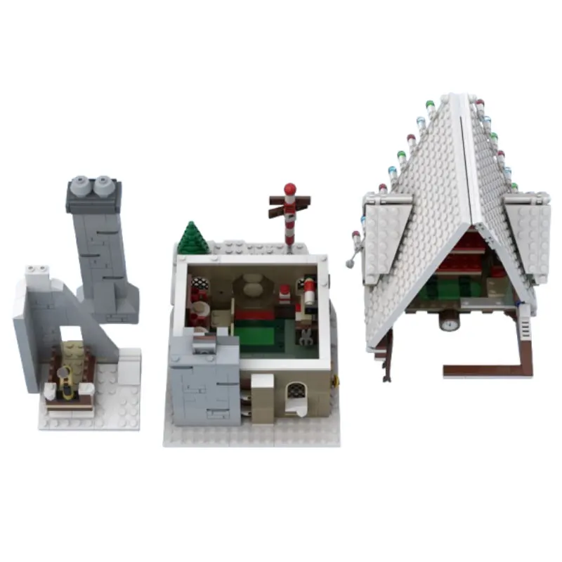 

In-stock new product: MOC 1255-piece creative holiday village house small particle building blocks, educational toy model gift s