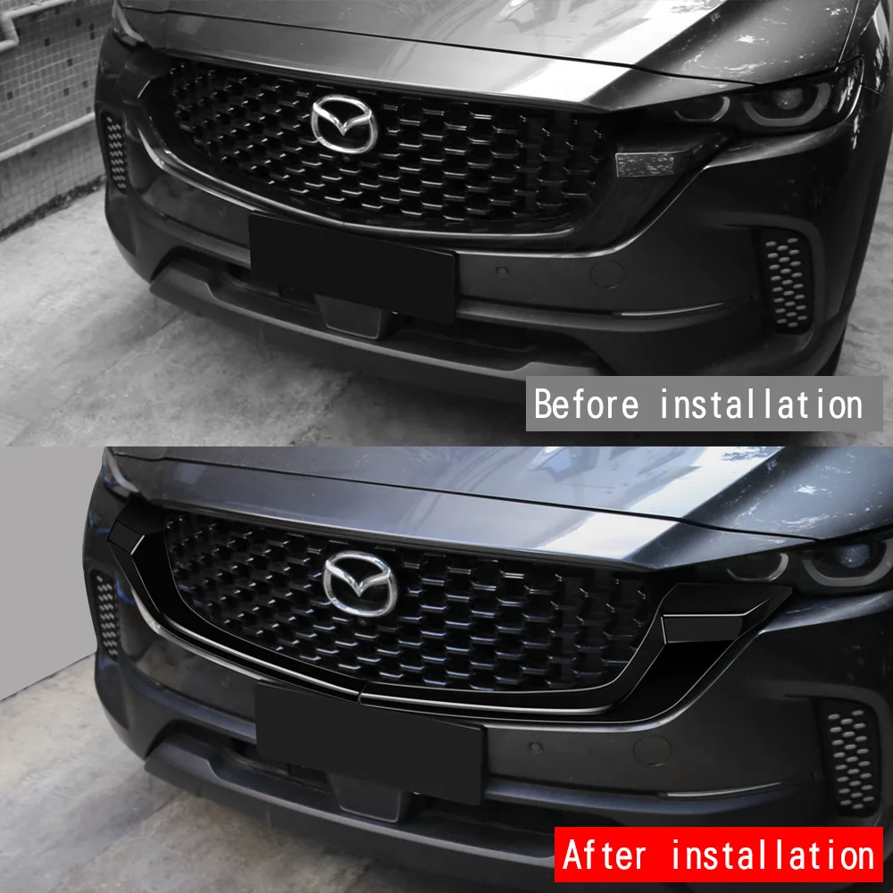 لمازدا CX50 cx-50 2023 2024 ABS أسود أسود المصد الأمامي شبكة شبكة شواء مصبغة اغطية جزء السيارة الجبهة الجسم سباق محرك الكسوة #3