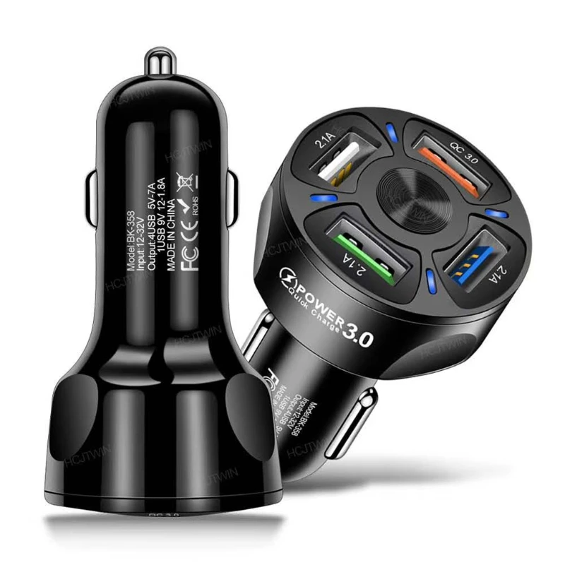 Адаптер для быстрой зарядки QC3.0, зарядное устройство с 3 USB-портами для телефона, планшета, зарядное устройство с USB-разъемом, автомобильное з...