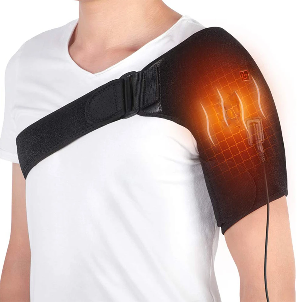 Rechargeable Heated Shoulder Pads With Adjustable Heat Settings USB Electric Hot Wrap For Muscle Pain Relief Therapy