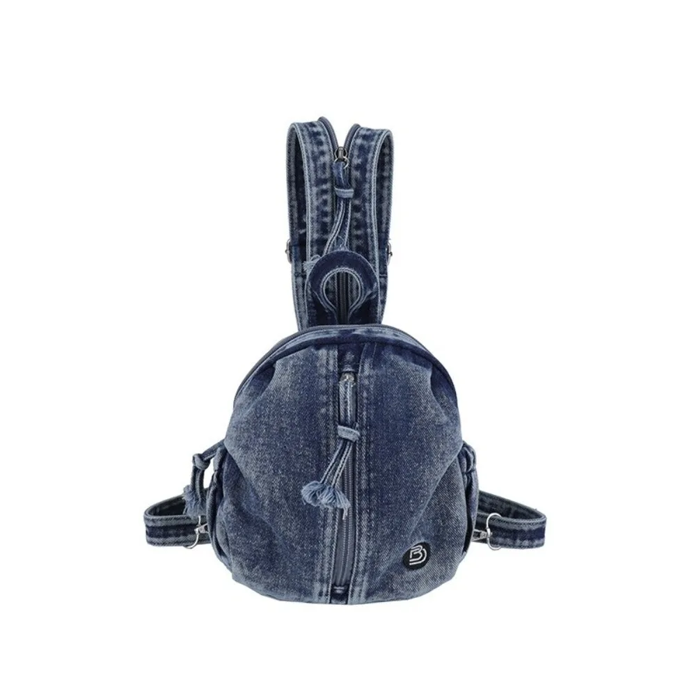 

Soft Denim Denim Backpack Lightweight Multi Purpose Crossbody Bag Versatile Vintage Washed Travel Mini Purse Women Girls