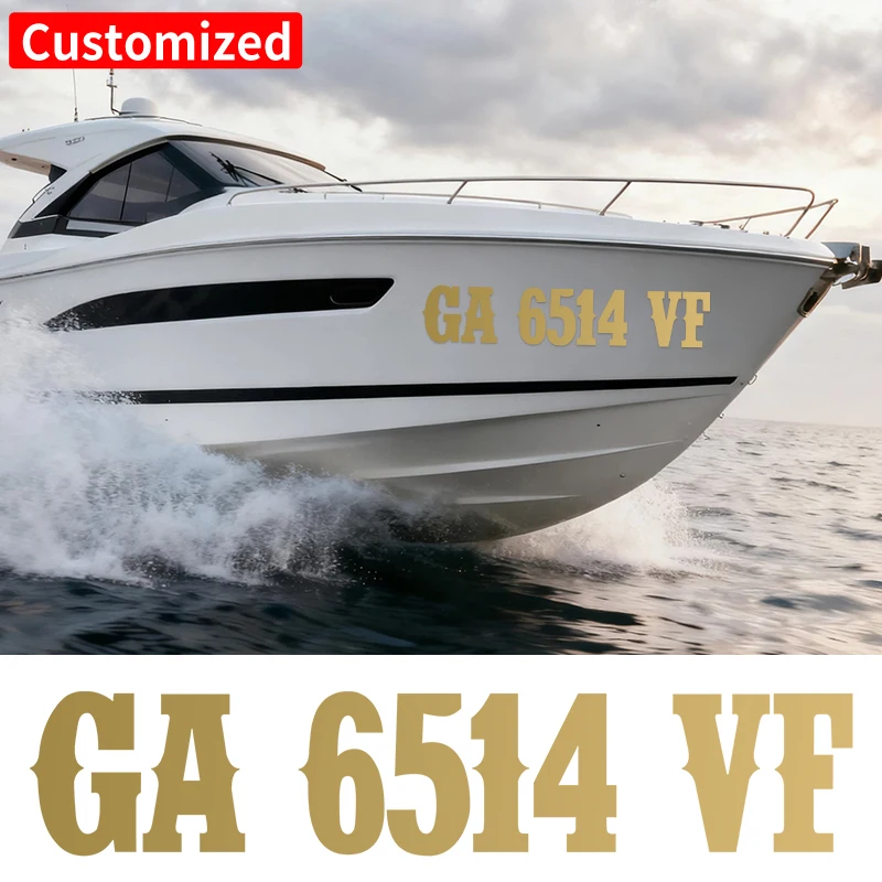 2PCS/Sheet Custom Vessel Regist Boat Stickers Waterproof for Self-adhesive Modified Yacht Motorboats Kayaks Car Vinyl Decals