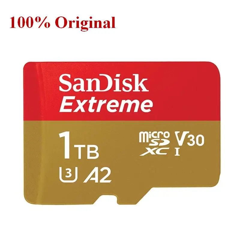 بطاقة ذاكرة SanDisk Extreme MicroSD لعام 100% U3 A2 بطاقة ذاكرة V30 32GB 64GB 128GB 256GB بطاقة TF أصلية A1 للكاميرا 512gB 1 تيرا بايت SDXC tf