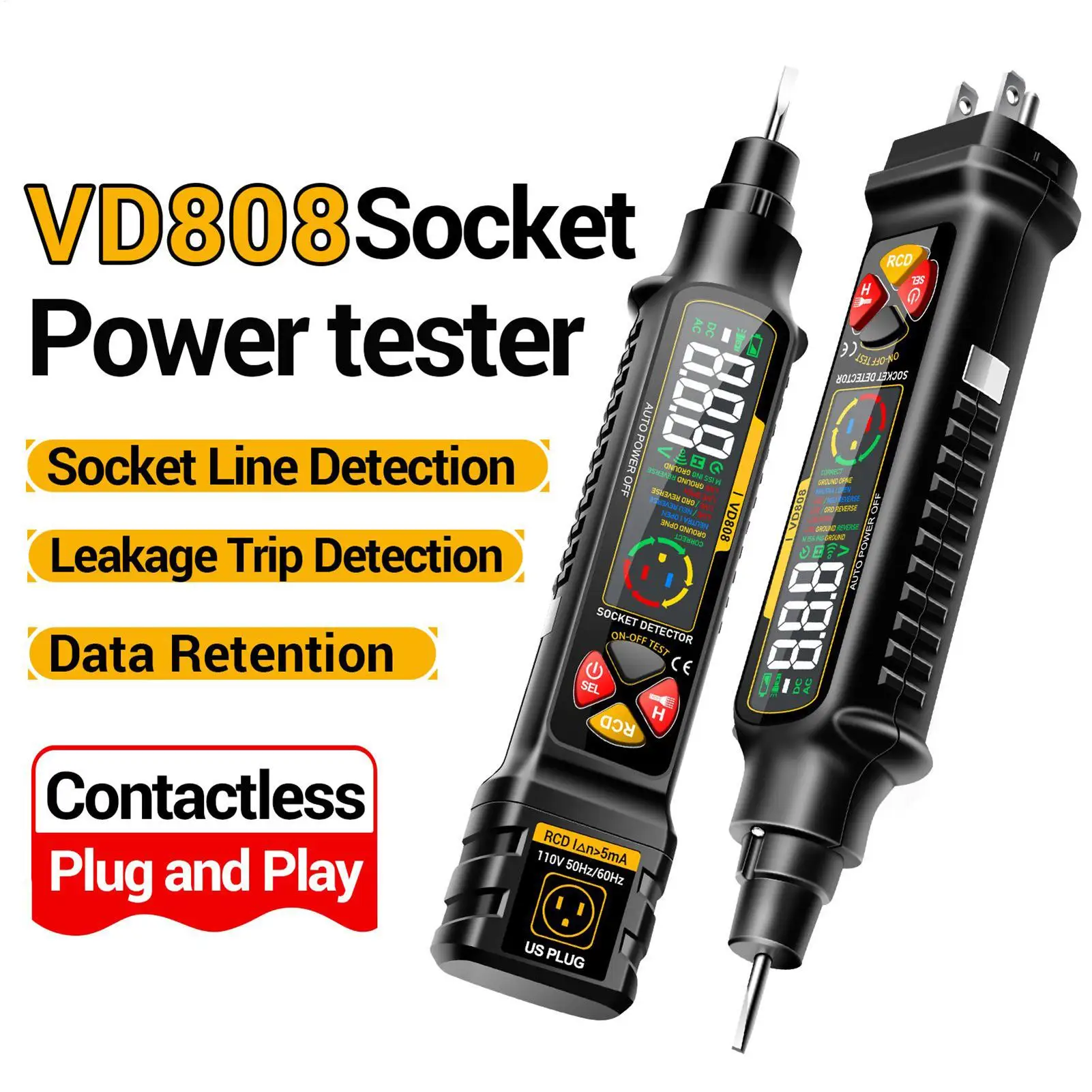 Stroomonderbreker Finder Outlet Checker Smart met LED-display en licht 2-300V Rv-circuitanalysator voor thuisstroom Rv