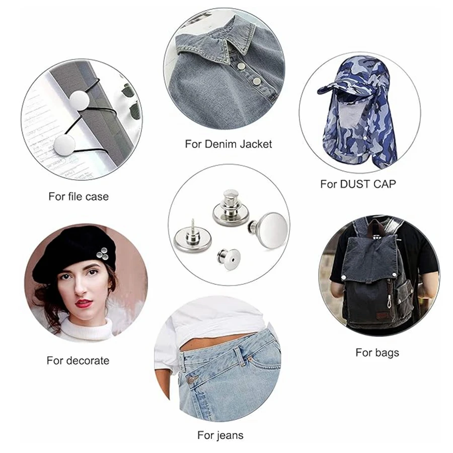 5 Pcs Snap Fastener Metal Buttons Jeans Waist Buttons Perfect Fit Adjust Self Free Nail Twist No Seam Sewing Buttons Wholesale