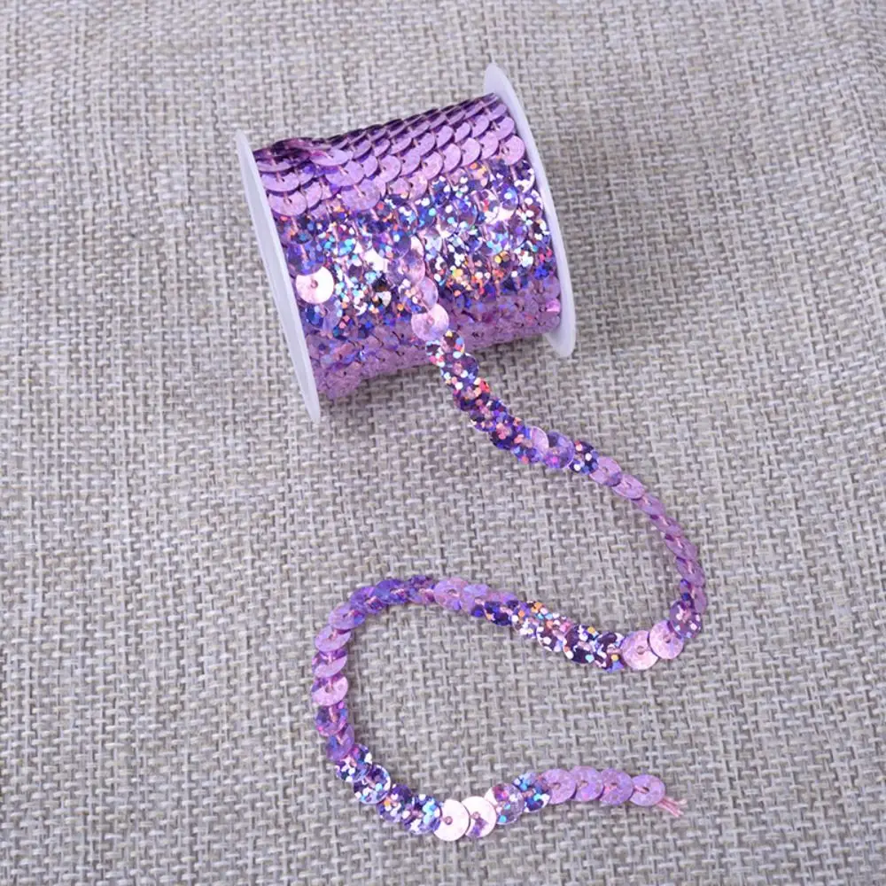 Colorful 5M Sequins Trims Shiny 6mm Decorative Lace Round Loose Flat PVC Sequins Crafts Cloth Accessory/Bags/Garment