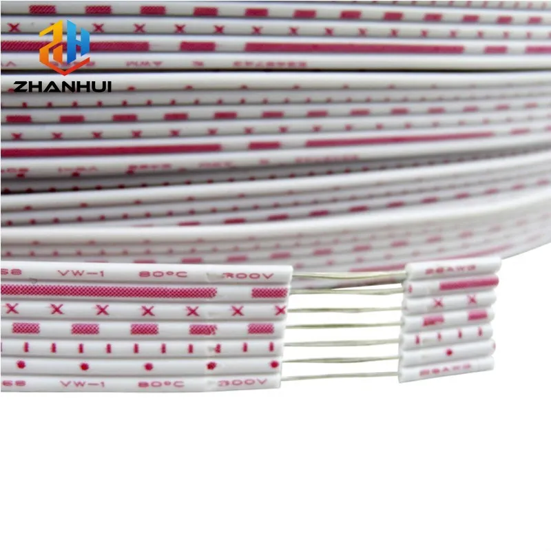 UL2468 Flat Ribbon Cable 26AWG Red White PVC Wire 2.54mm Pitch 4P-12P LED Display Connection Line
