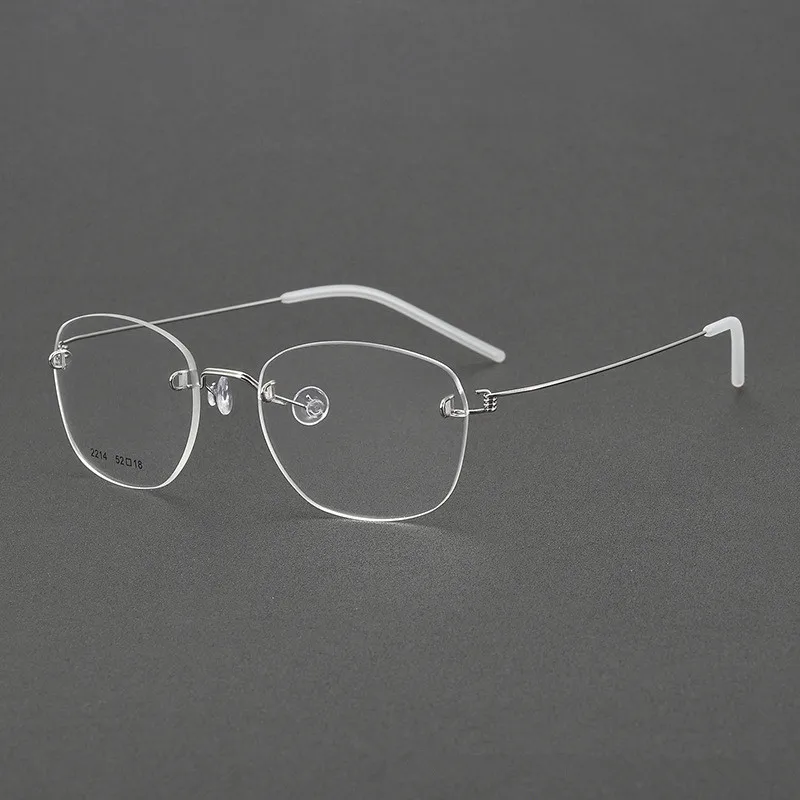Denmark Titanium Frameless Glasses Frame Screwless Design Men Square Business Rimless Eyeglasses Rectangle Spectacle Gafas 2214