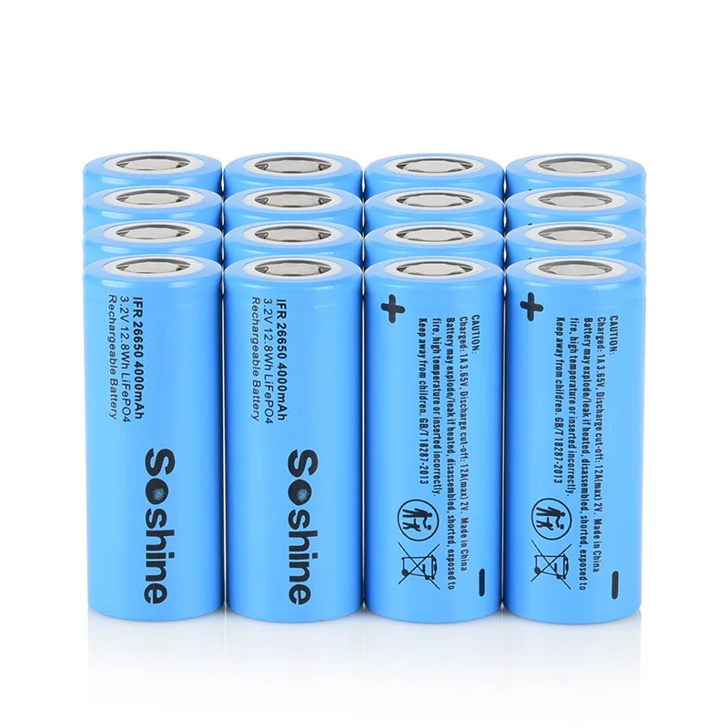 Soshine 26650 4000mAh LiFePO4 Battery 3.2V 4000mAh Rechargeable Battery for Healamps Emergency Light Game Controller Flashlights