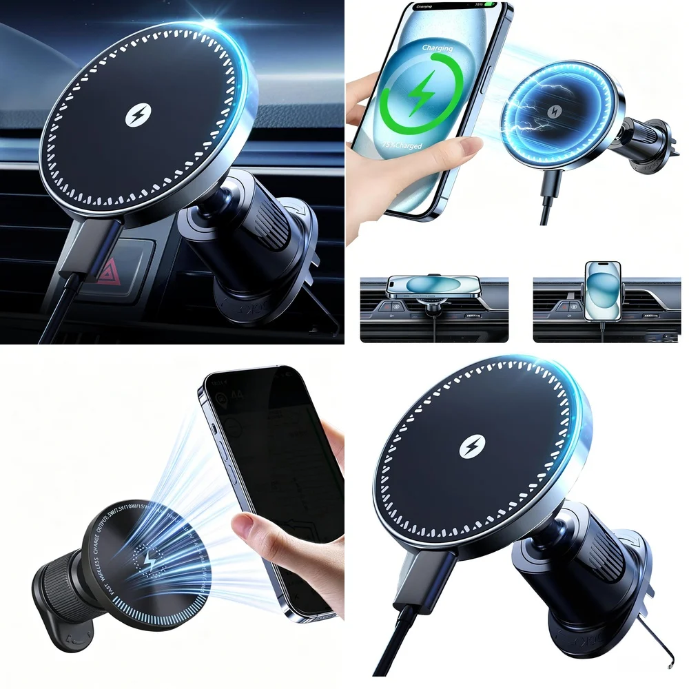 New 2026 Have Electronic Accessories Magnetic Wireless Car Charger Air Vent Car Mount Phone Holder Consumer Chargers Adapters