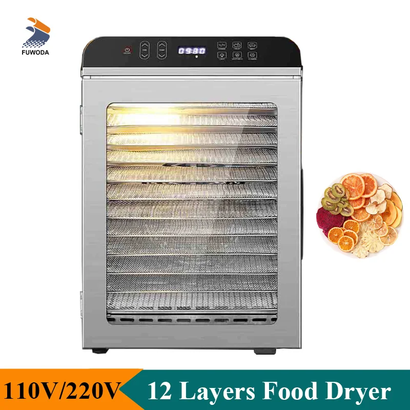 Commercial Fruit Vegetable Meat Drying Machine 12-layer Digital Food Dehydrator Stainless Steel Lemon Dryer Household