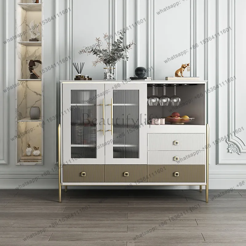 

Light luxury dining side cabinet glass integrated wall entrance tea cabinet