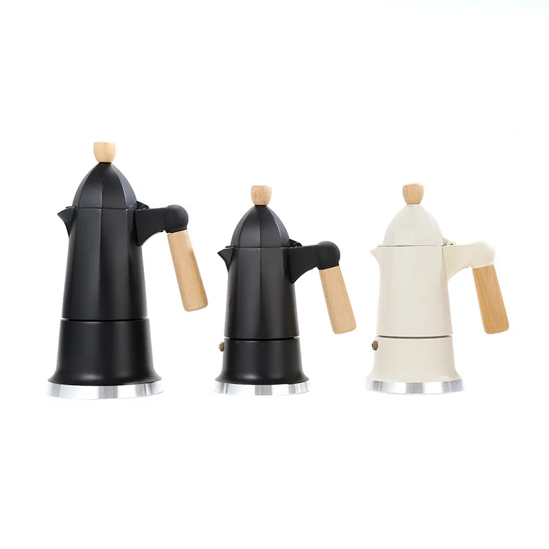 

Mocha pot Solid wood handle coffee pot Pagoda pot Small house coffee maker