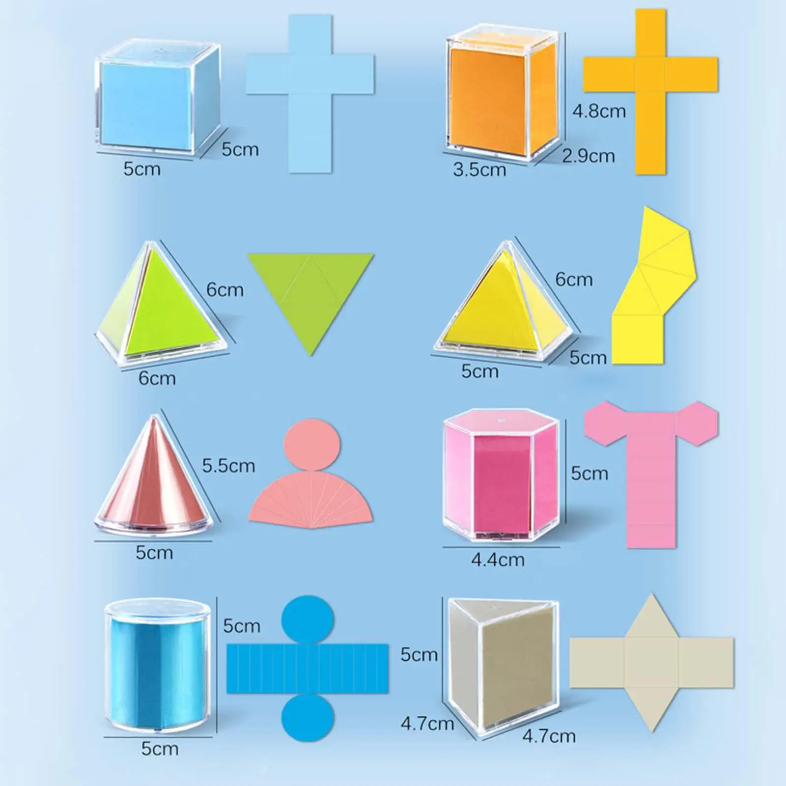 8x 3D Shape Geometric Math Learning Material for Preschool Kids Math Helper