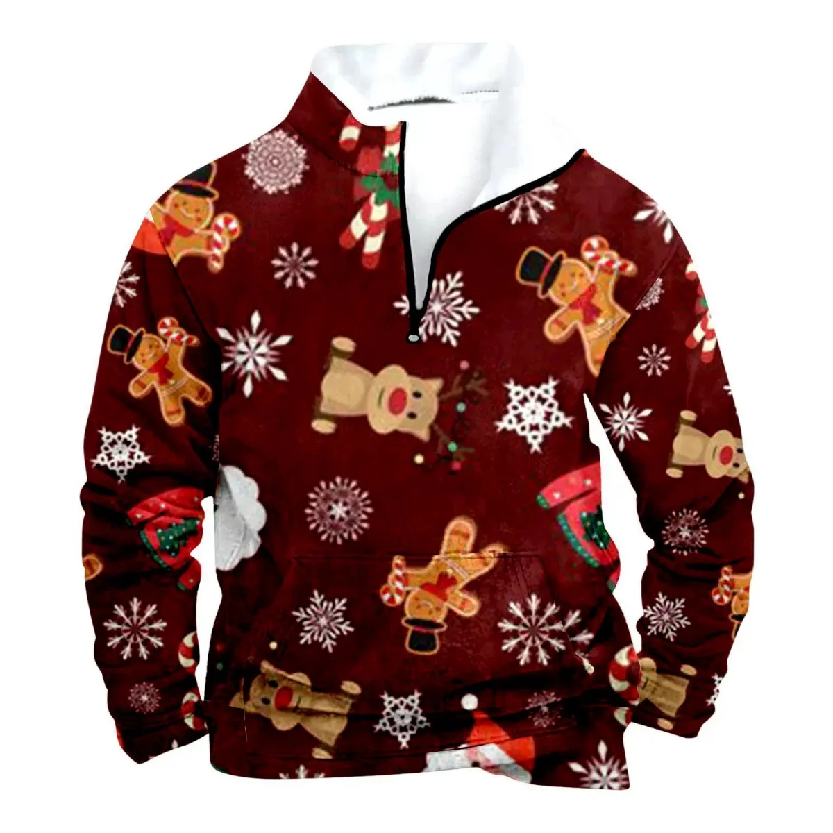 

Новое мужское пальто на молнии с 3D цифровым принтом, рождественская серия, повседневная рубашка с воротником-стойкой