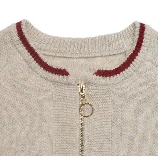 

Women's Sweater 2025 Spring Autumn New Contrasting Color Pocket Design Long Sleeve Casual Round Neck Zipper Sweater Jacket