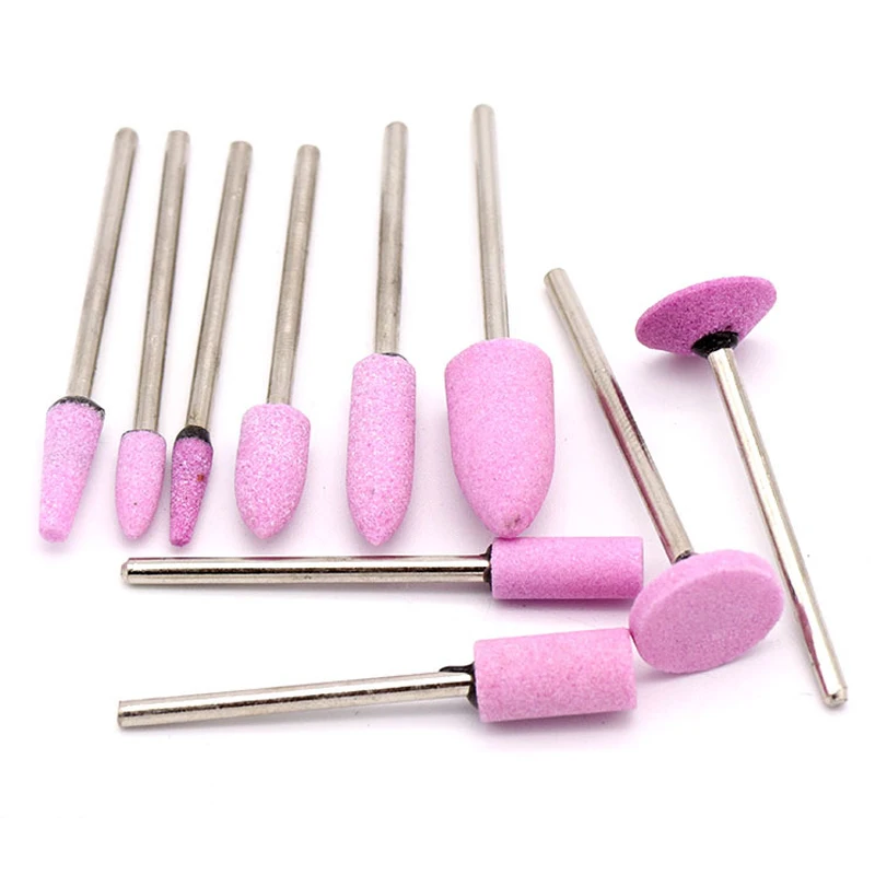 1pcs/5pcs/10pcs 2.35mm Shank Abrasive Mounted Stone Cylindrical For Rotary Tools Grinding Wheel Head Pro Polishing Ceramic Pink