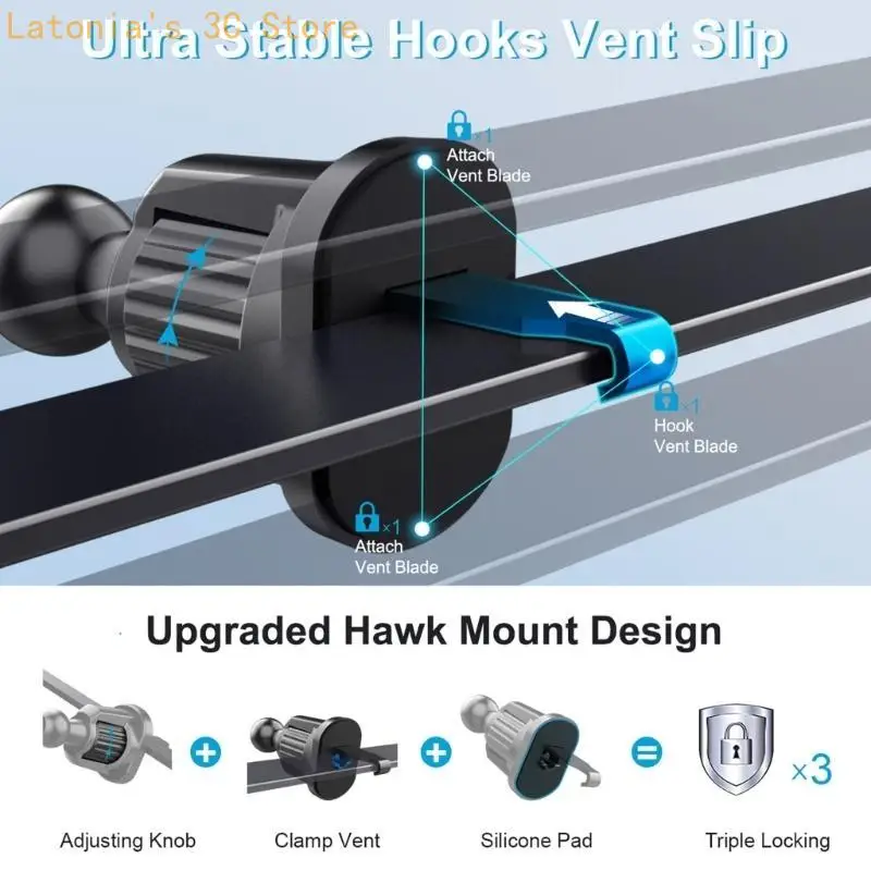 Universal Auto Vent Telefon Halterung Auto Vent Haken Telefon Halter Frühling Clip 360 Rotation Mobilen Ständer für Mehrere – Detail 3