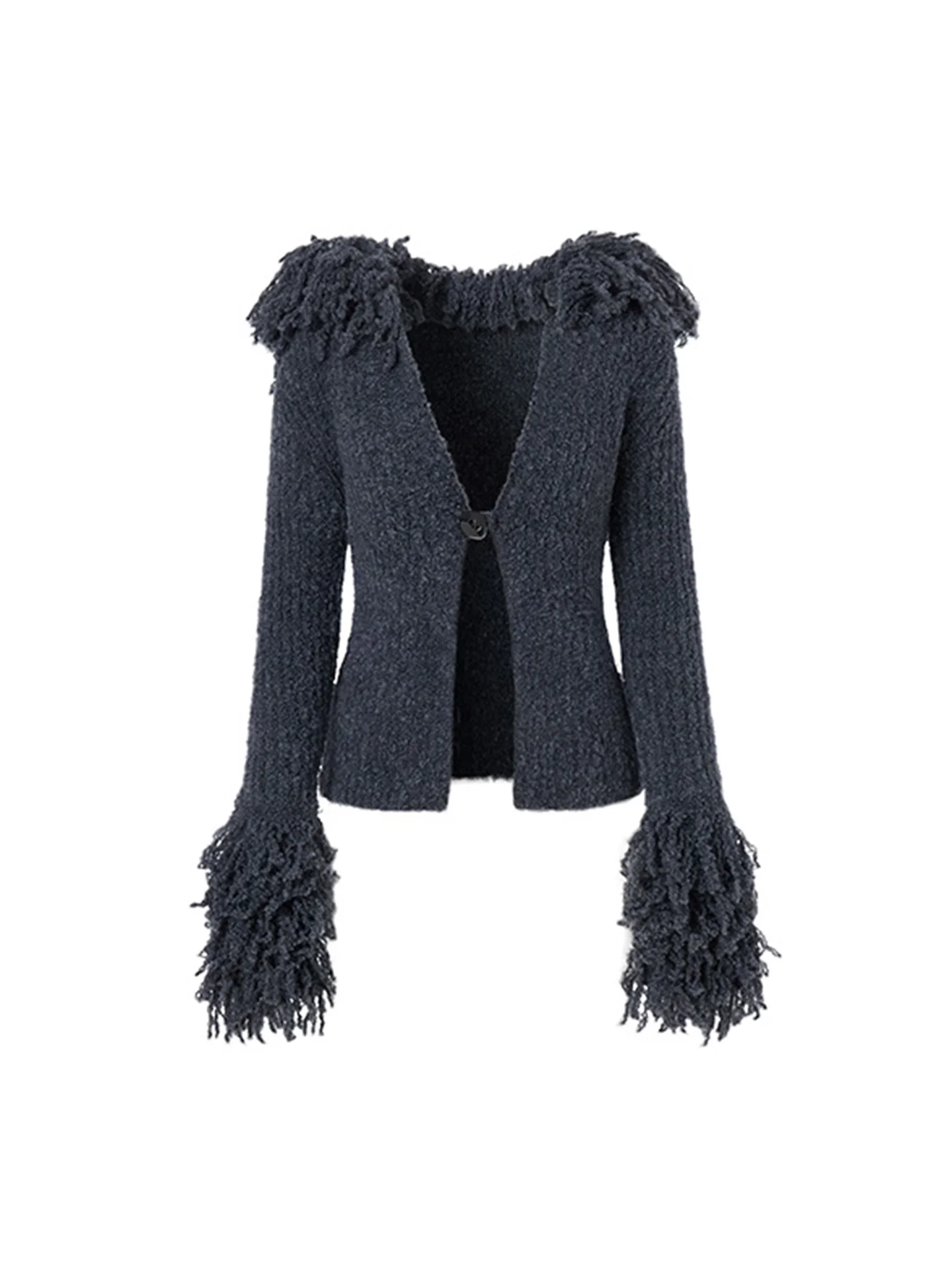 

LEDIM WANG White Label Women's Knitted Cardigan Fringe Knitwear Slim Fit Foggy Sensation Winter New Sle Sexy Sle