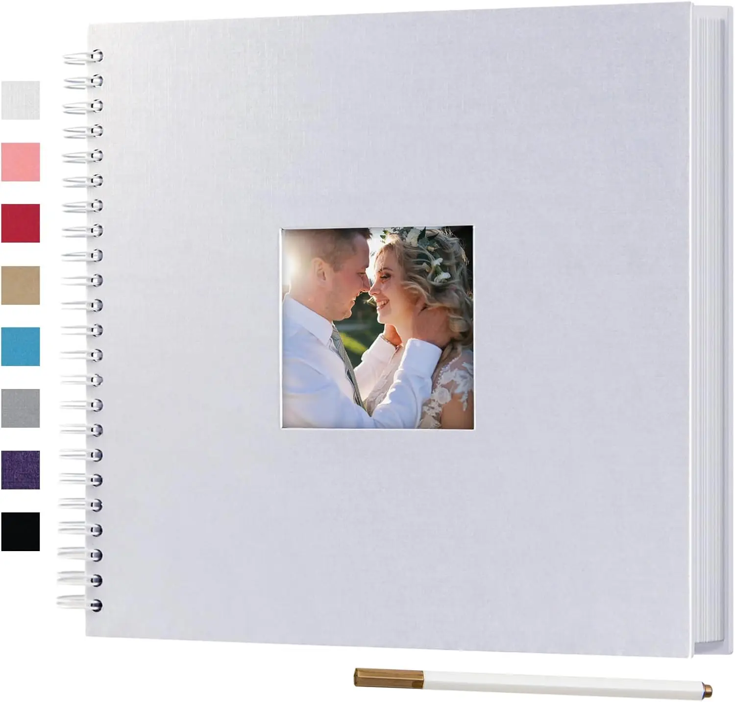 

12 x 12 Inch Large DIY Scrapbook Photo Album with Window Design Cover 80 Pages Craft Paper Memory Book for Weeding Anniv