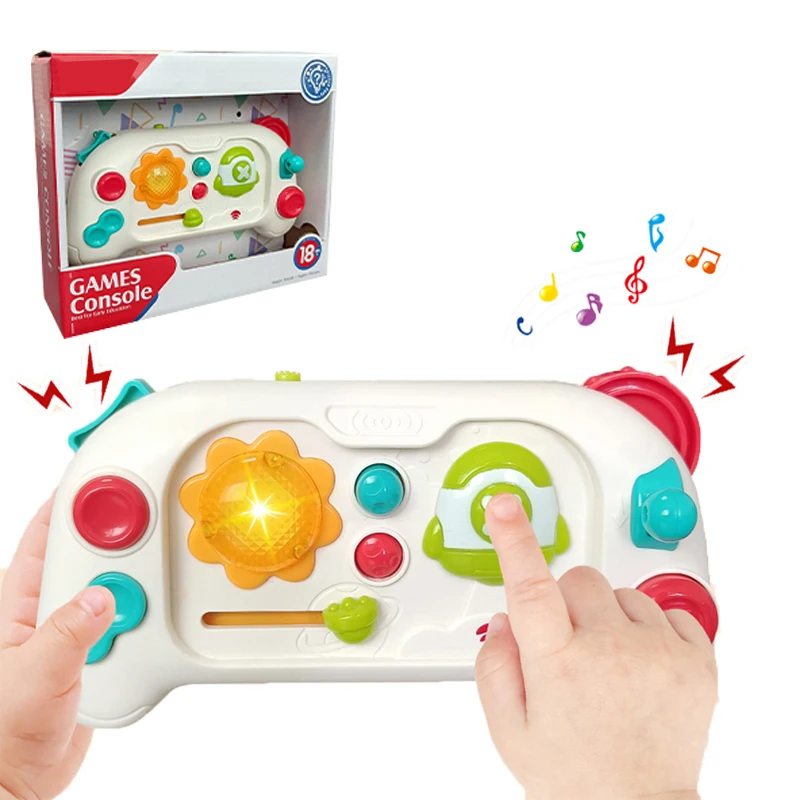 Baby Simulation Game Console Toys with Music&Lights Mini Game Console Finger Action Fine Training Educational Montessori Toys