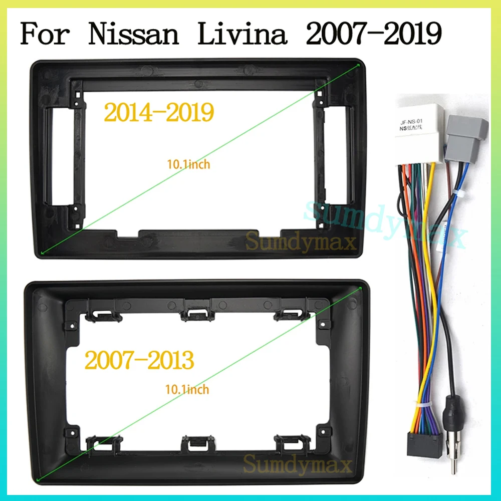 10.1inch 2din Car Radio Fascias Frame For Nissan Livina 2007-2019 Stereo Panel Harness Wiring Decoder Mount Kit