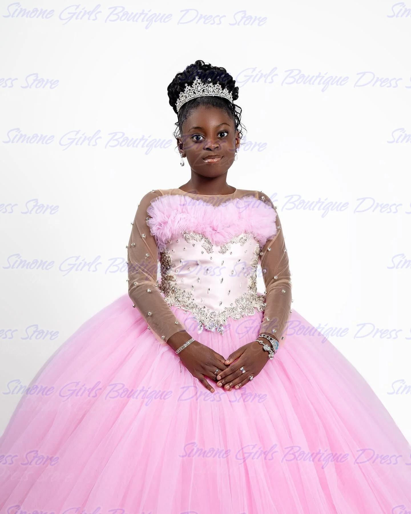 Ball gown fluffy Pink princess dress Flower Girl Dress for Birthday party Dance Performances Holiday Celebrations Parties