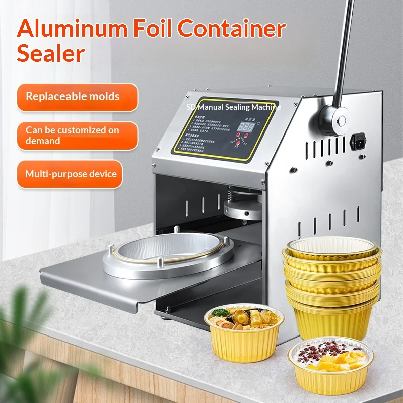 BZD280 Aluminum Foil Box Sealing Machine for Catering Takeaway Packaging Manual Operation 280mm Seal Width