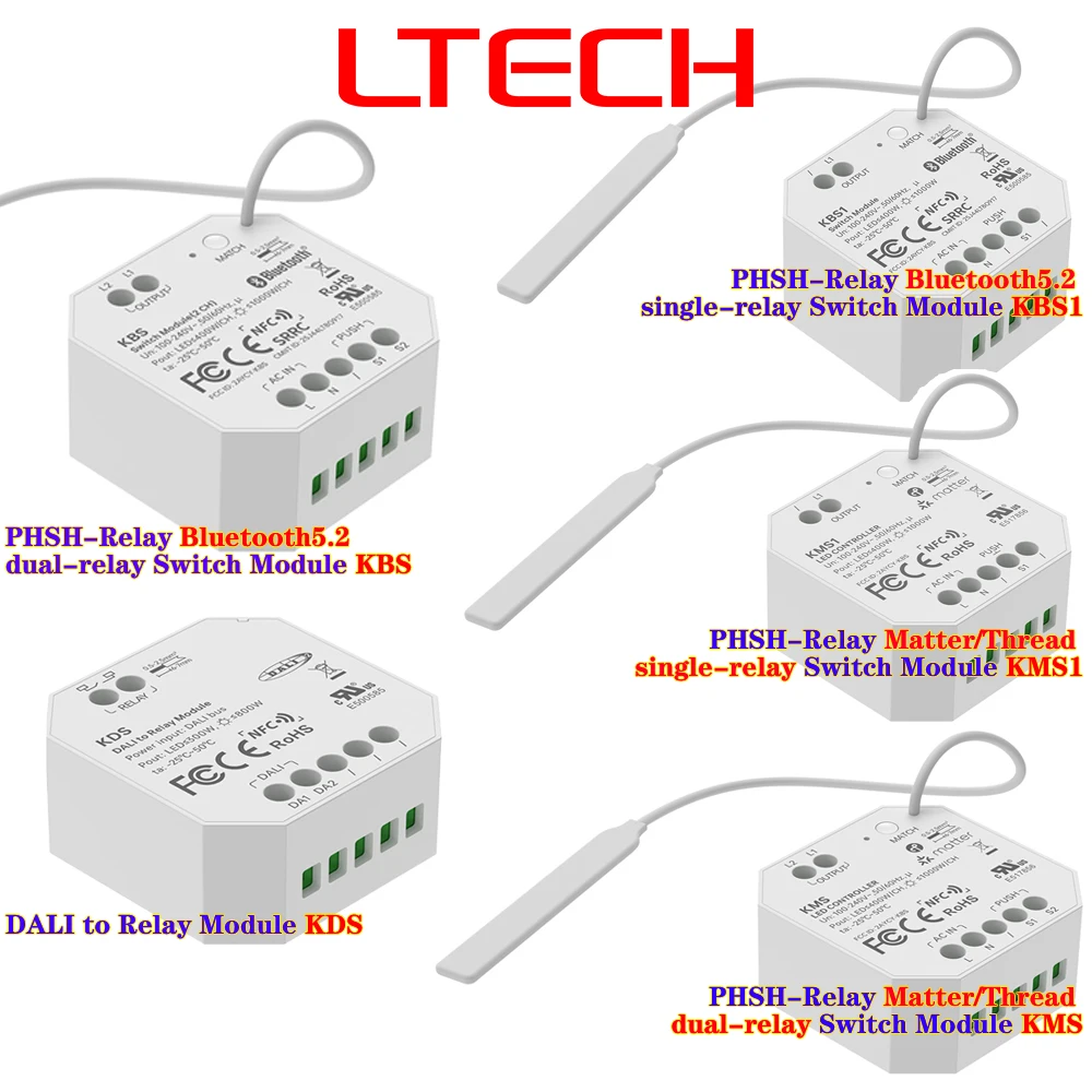 LTECH K سلسلة دالي دفع إلى 0-10 فولت وحدة التحكم الذكية KDA KPA ، دالي إلى Triac/ELV وحدة KDT ، PHSH-وحدة تبديل التتابع KDS KBS KMS