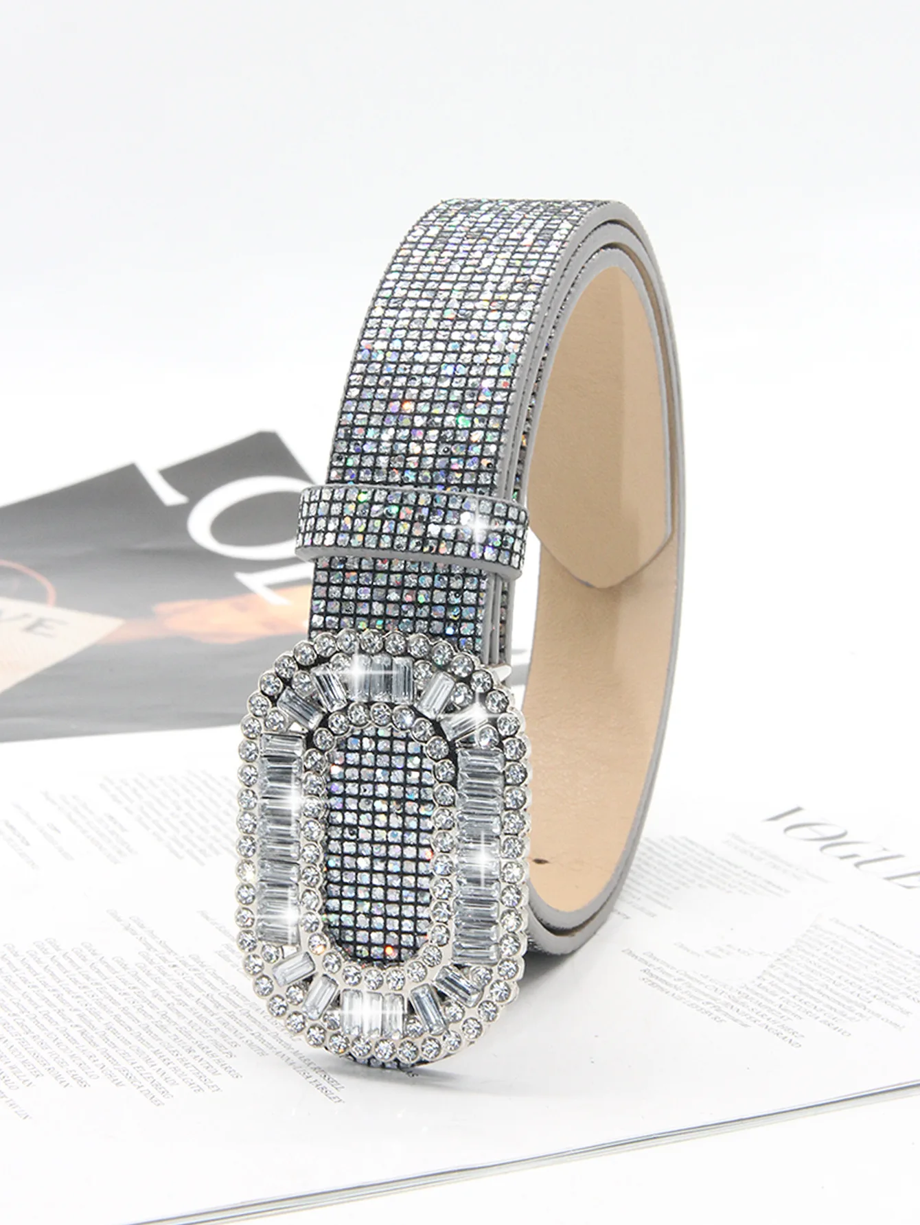 حزام للسيدات النسخة الكورية، حزام بإبزيم مربع من حجر الراين متعدد الاستخدامات، طراز Instagram، نمط جديد عصري يقترن بقرة #3