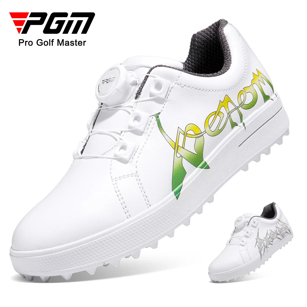 PGM Breathable Golf Sneakers for Children, Waterproof Golf Shoes for Boys and Girls, Anti-Slip Trainer, Rotating Knobs Shoes