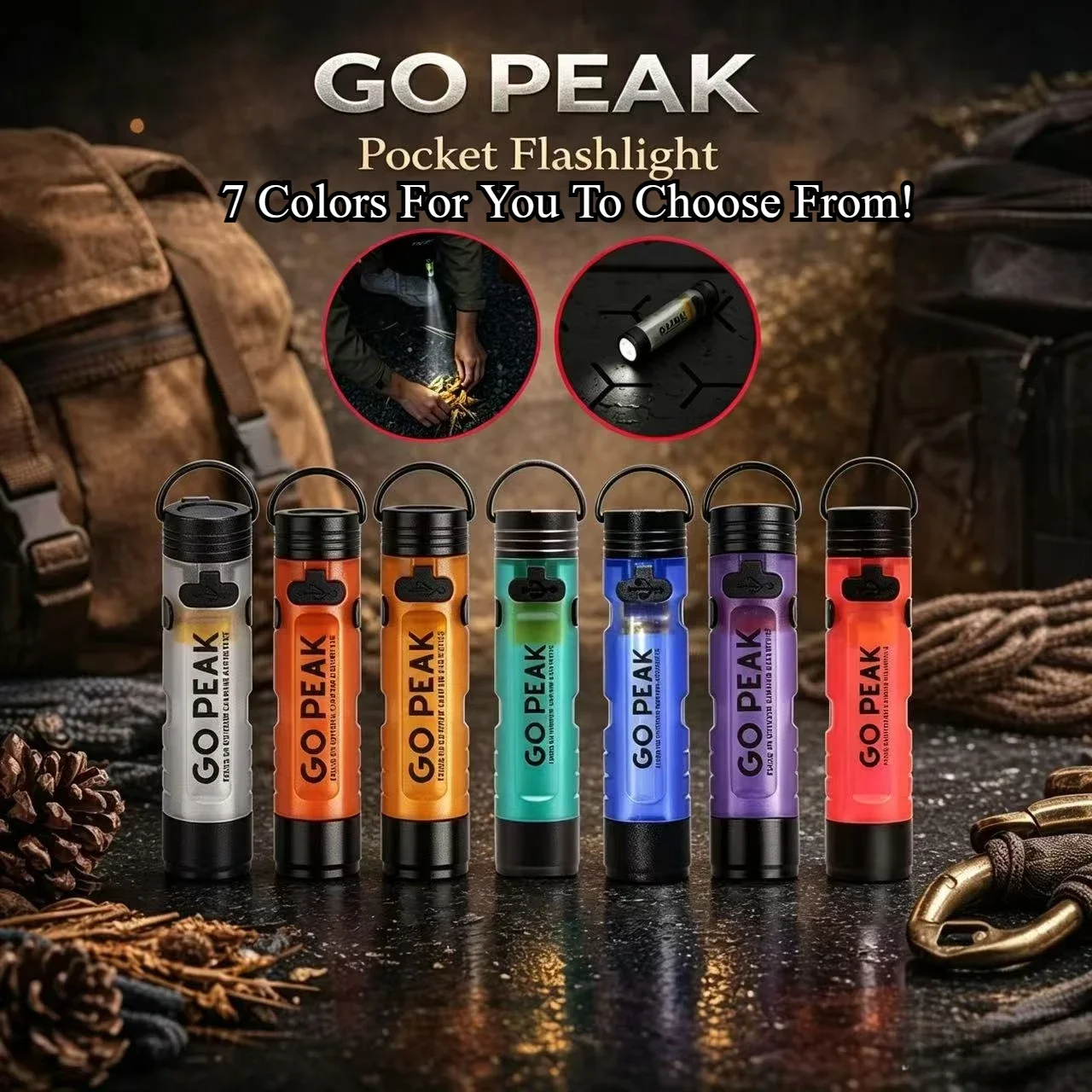 MOUNTAINHIKER5050 Rechargeable LED Mini Flashlight Clip on Hat Light Keychain Portable Work Light for Outdoor Camping Hiking