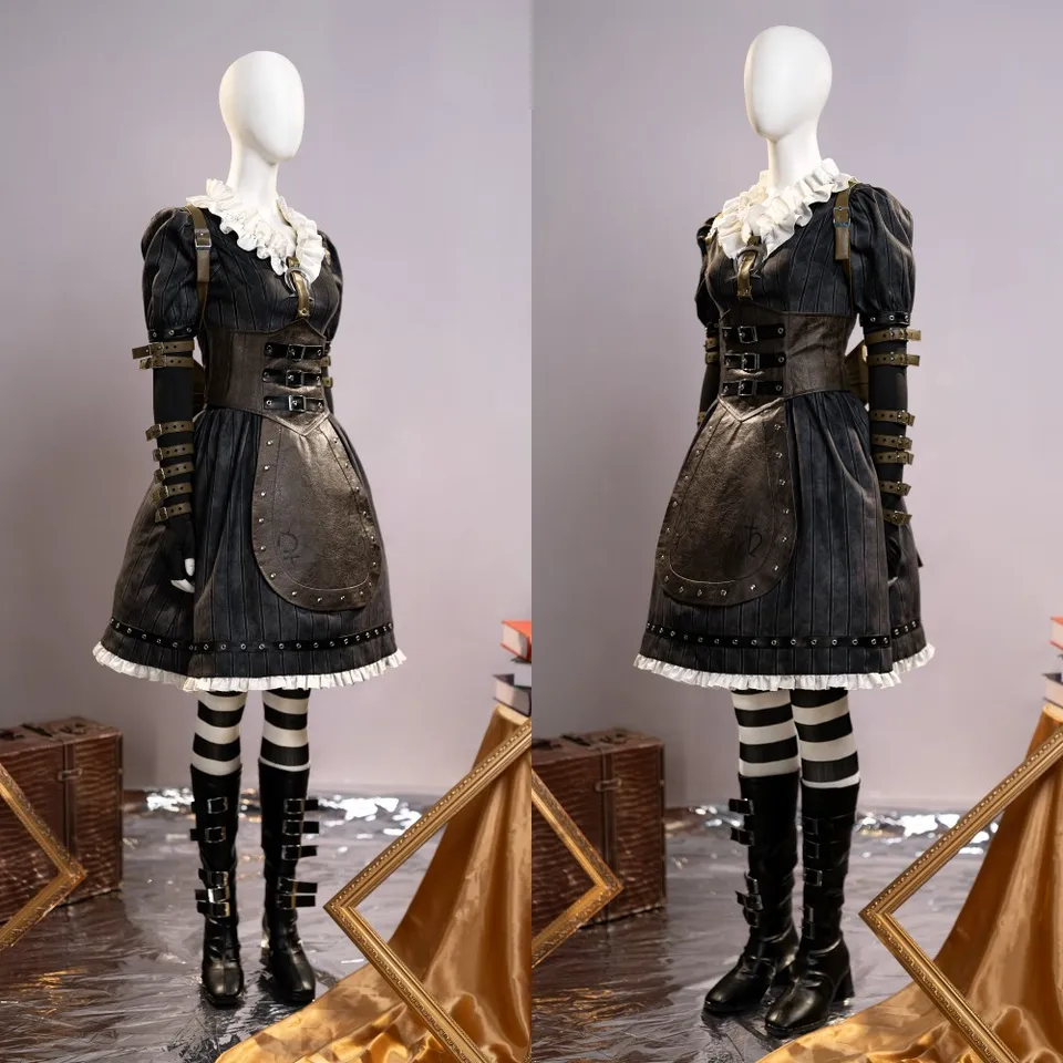 alice madness returns black dress Game Alice: Madness Returns Black Alice Steamdress Cosplay Costume Full Set Suit