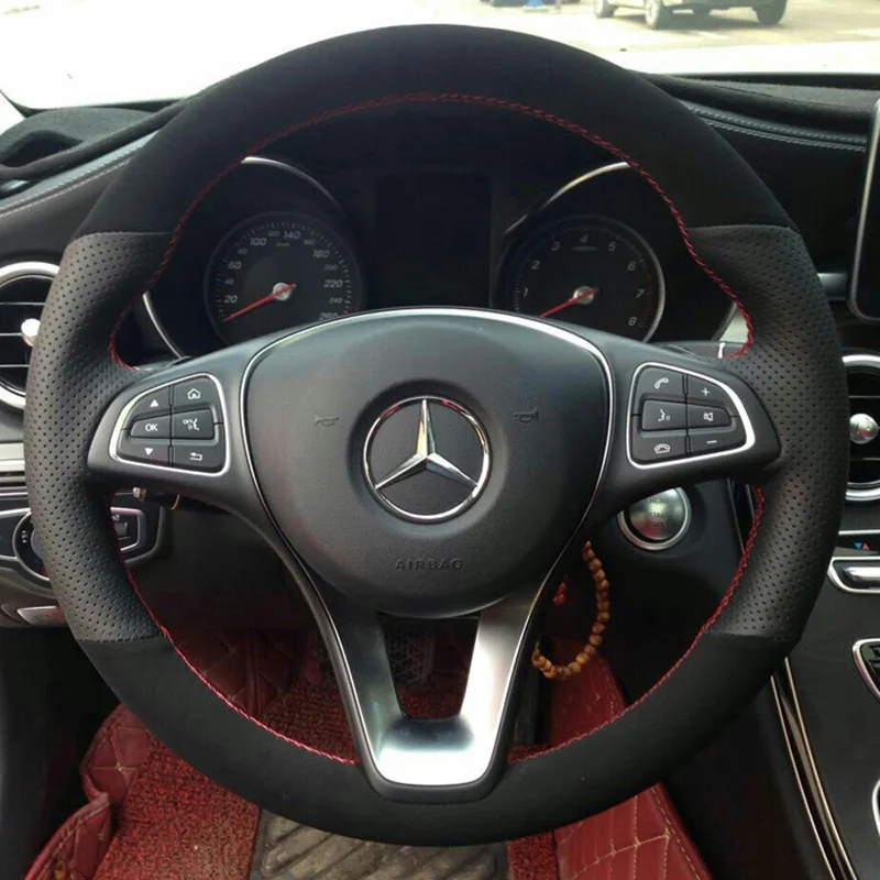 Per Mercedes Benz C classe E GLC260 C200 E300 GLA GLE CLA CLS cucito manuale auto volante accessori auto pelle scamosciata