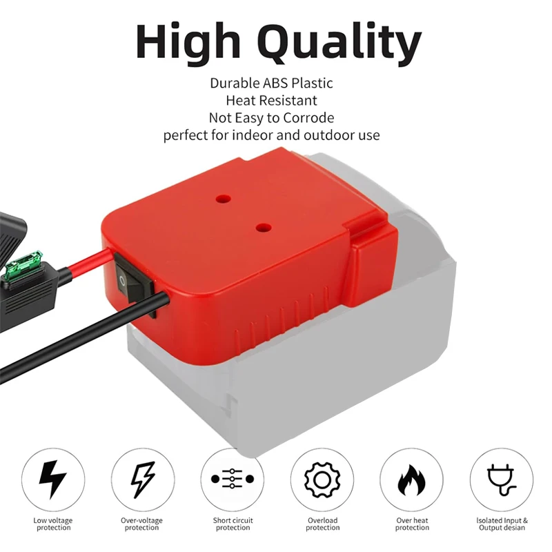 Power Wheels Adapter for Milwaukee 18V Lithium Battery DIY Battery Adapter with Switch & Fuse for Milwaukee 18V