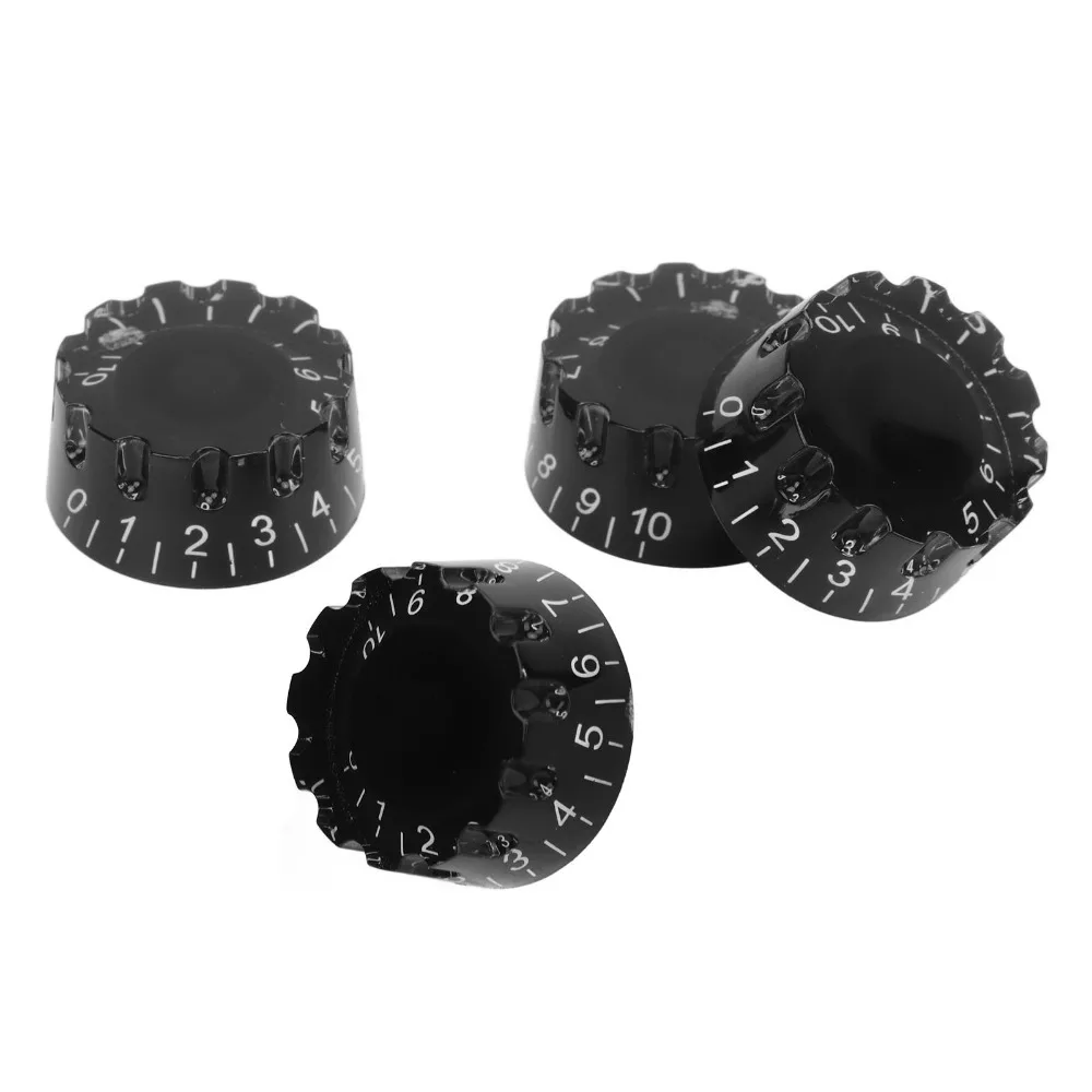 4PCS Knurled Design Knurled Metal Knobs Electric Guitar Gold Black White Acrylic Material Bass Control Knobs Guitar Knob