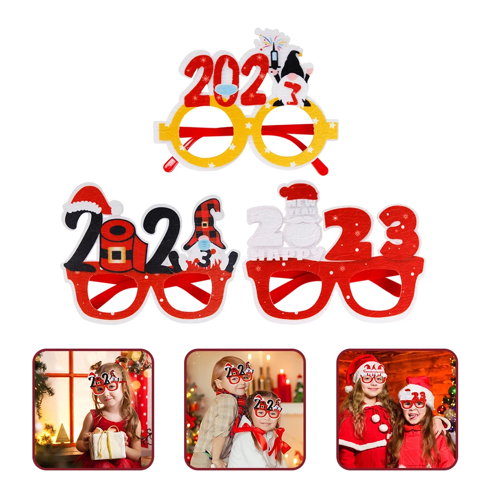 

3pcs Party Decoration Glasses New Years Eve Supplies Funny Shape Design 2023 Photo Props Holiday Accessories Safe Materials
