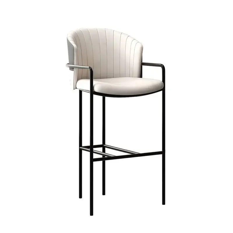 

Nordic modern simple high chair Italian minimalist leather home bar chair light luxury high stool backrest island chair