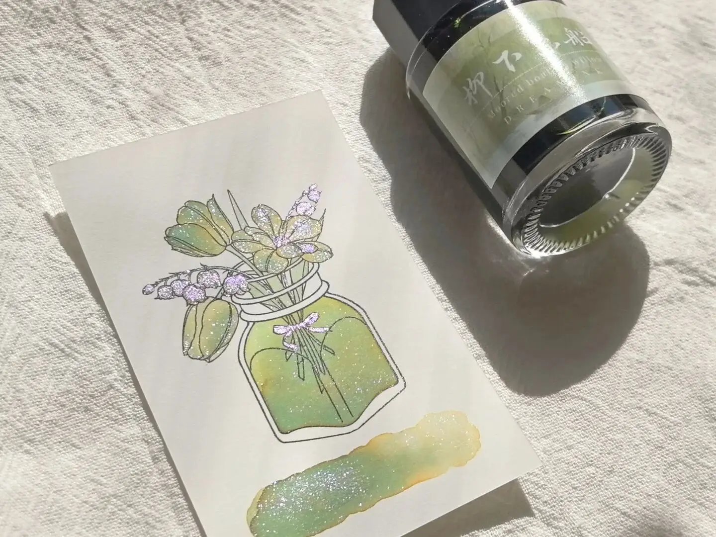 

◆ DREAMINK · Moored Boat By Willow ◆ Blue Chromatography Gradient Gold Powder Handmade Color Ink Dip Pen Ink