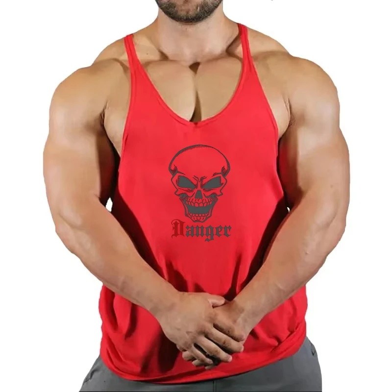 Gilet da palestra fitness stringer da uomo, cinturino fine con retro scollato, durevole ad asciugatura rapida per lo sviluppo della bodybuilding