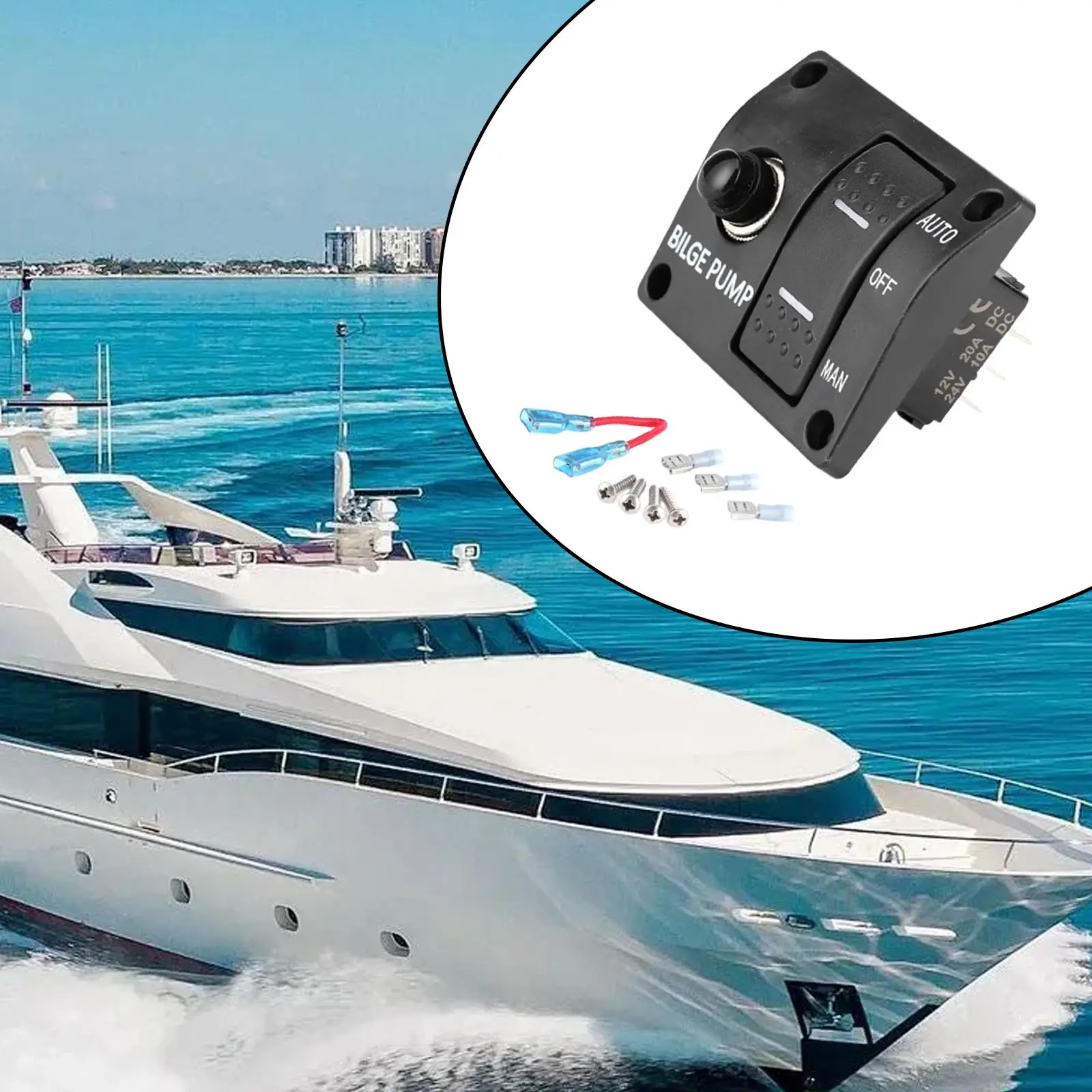 

DC Bilge Pump Switch Panel Practical Automatic Off Manual Portable Spare Parts for Boat Maintenance