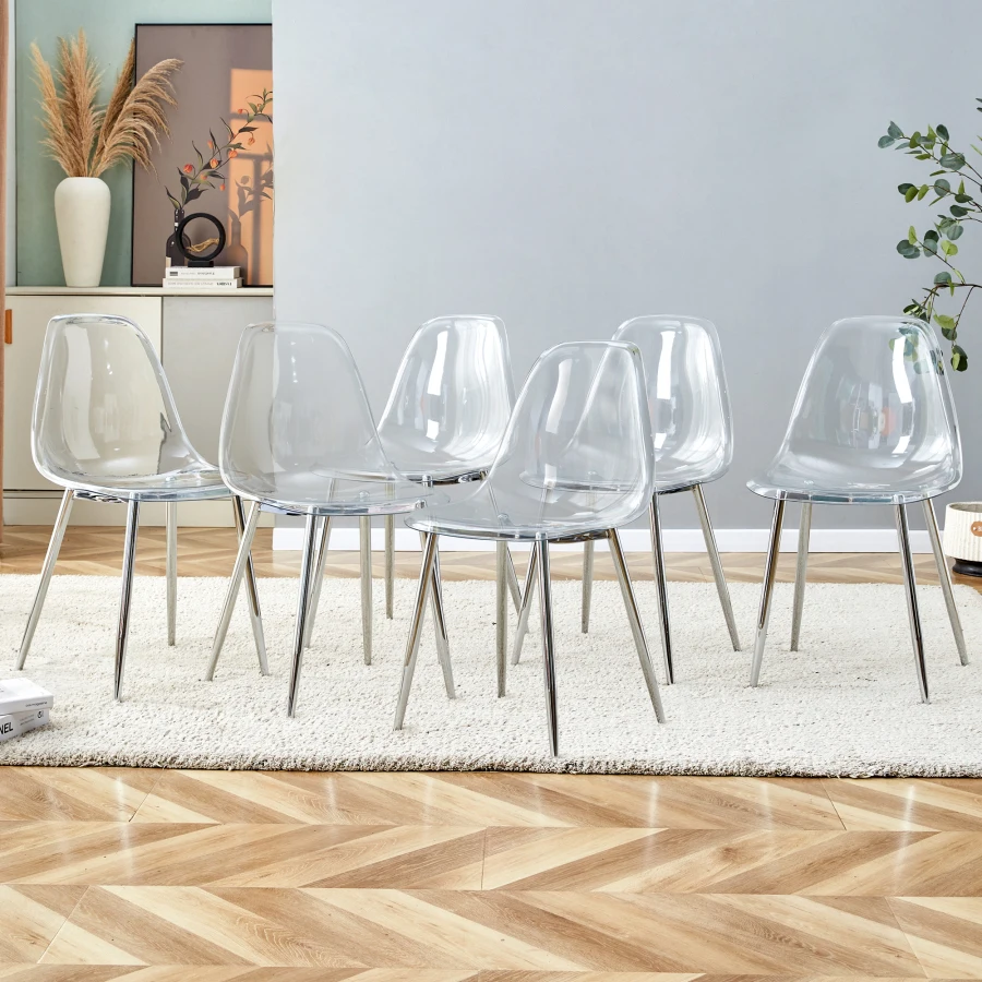 

Modern minimalist transparent dining chair plastic chair armless crystal chair Nordic creative makeup stool negotiation chair s
