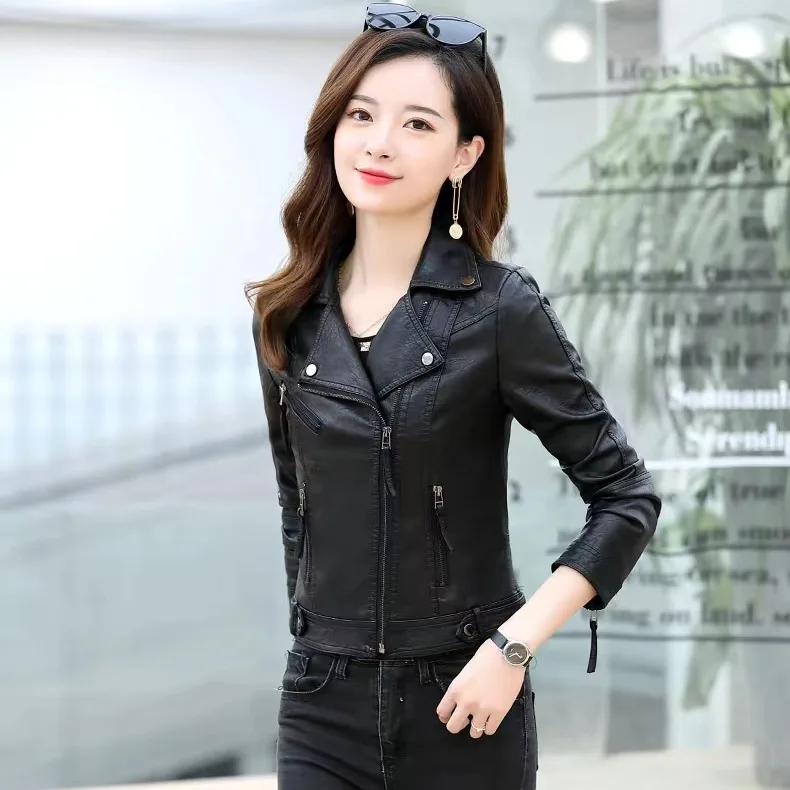   Ning femmes Biker ort cuir Jaet 2025 nouveau Sle printemps automne coupe ajustée polyvalent Version coréenne manteau