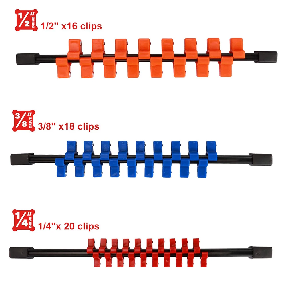 1/4 "3/8" 1/2 "Schraubenschlüssel Halter Gerade Kunststoff Universal Steckdose Organizer Schiene Halterung Reparatur werkzeuge Steckschlüssel Hause Werkzeuge – Detail 6
