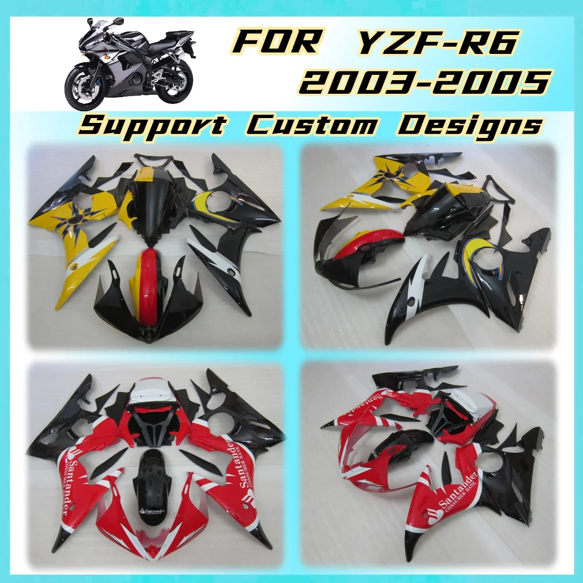 Easy Install Fairings for Yamaha YZFR6 2003 2004 2005 Direct Fit Motorbike Plastics Fairing Kit YZF R6 15-19
