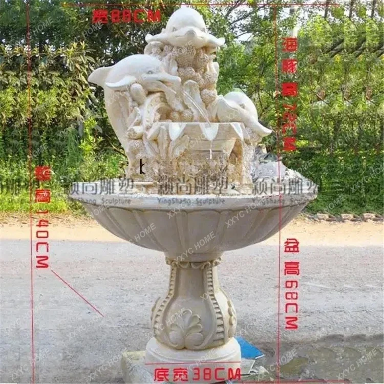 Y Modern Large Dolphin Decoration Courtyard Garden Hall Fish Pond Waterscape Animal Decoration Circulating Water Add Oxygen