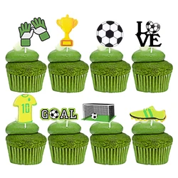 8pcs Football Cake Topper Flags Kids Happy Birthday Decoration Cupcake Toppers For Sports Birthday Baby Shower Party Decoration