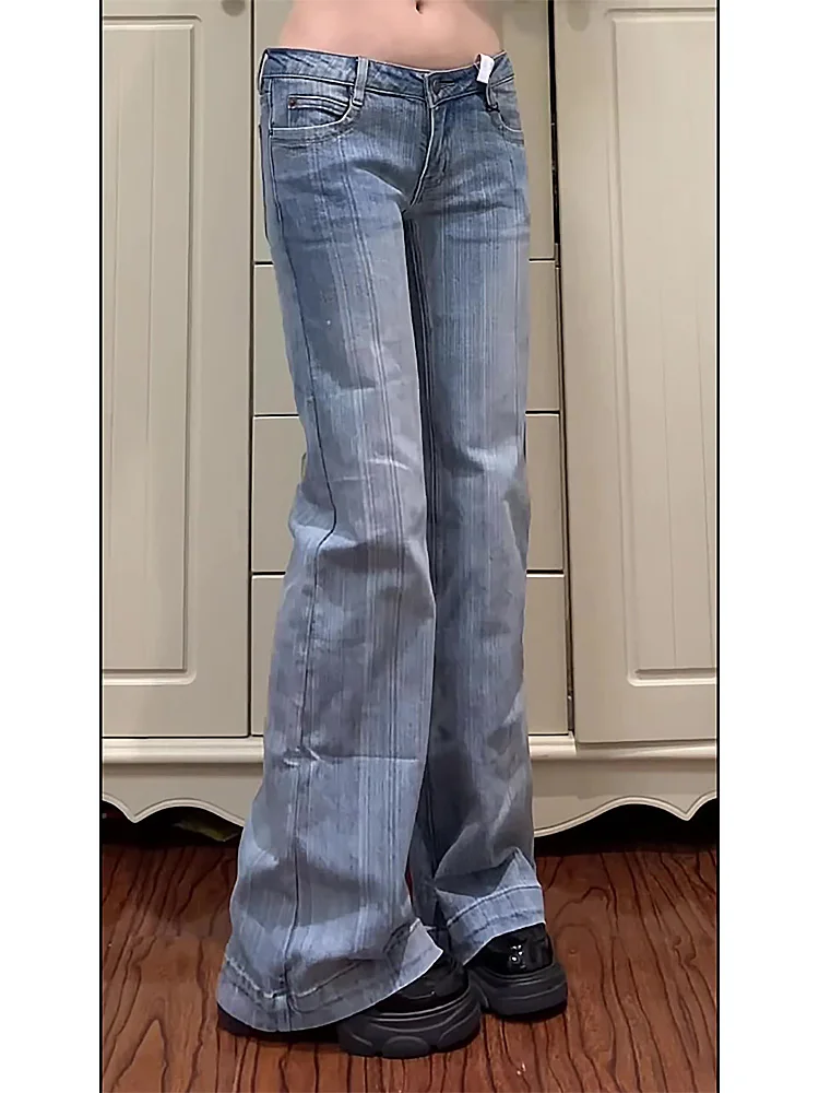 2025 Autumn Winter Women Vintage 2000s Low Rise Flare Denim Pants