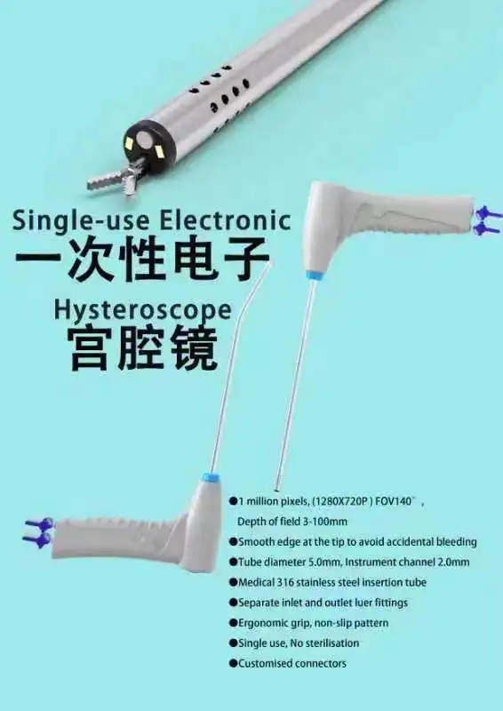 5.0mm medical inspection endoscope single use hysteroscope disposable uteroscope