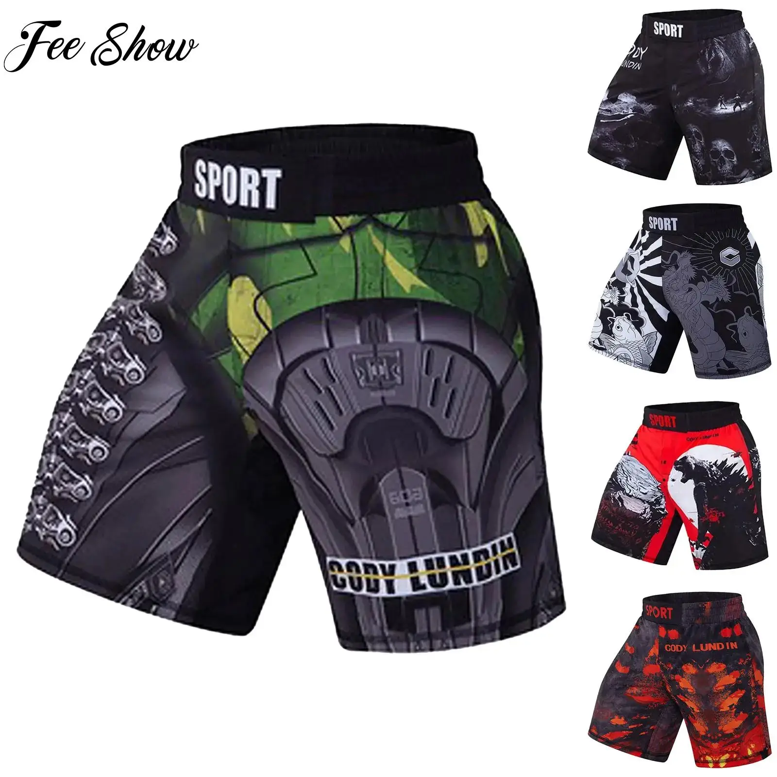 

Мужские эластичные боксерские шорты, шорты для тайского бокса, одежда для кикбоксинга, застежка на липучке, плавки-боксеры с боковыми разрезами